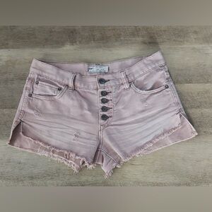 Free People Billie Chino Shorts in a pink or mauve color.